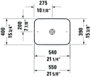 Duravit Cape Cod Toppmontert servant 550x400 mm, u/bl.hull, u/o.l, Hvit m/WG