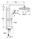 Grohe Vitalio Start 250 Flex Dusjsystem Ø250 mm, Uten dusjbatteri, Sort Matt