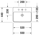 Duravit ME by Starck Vegghengt servant 550x440 mm, 1 bl.hull, m/overløp, Hvit