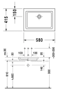 Duravit 2nd Floor Toppmontert servant 580x415 mm, u/overløp, WonderGliss