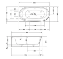 Duravit Cape Cod Badekar 1900x900 mm. Venstre hjørne, DuraSolid A