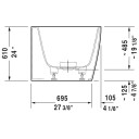 Duravit DuraSquare Badekar med panel 1800x800 mm, Mot én vegg