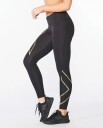 2xu Light Speed Mid-Rise Compression Tights Dame Black/Gold Reflective S/Long