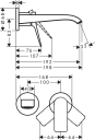 Hansgrohe Vivenis  2-hulls Servantbat. For Innbygging, 19,2 Cm Tut, Sort Matt