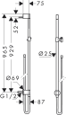 Axor One Dusjstang med slange, 965 mm Med slangeuttak, Polert Sort Krom