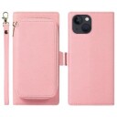 iPhone 14 Plus 2-i-1 Magnetisk Lommebok-deksel med Glidelås Rosa