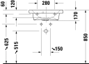 Duravit DuraStyle Vegghengt servant 550x400 mm, 1 bl.hull, m/overløp, Hvit