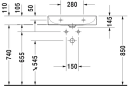 Duravit DuraSquare Møbelservant 600x470 mm, uten blanderhull