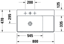 Duravit DuraSquare Møbelservant 800x470 mm, 1 bl.hull, u/overløp, Hvit