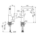 Oras Armatur Optima Style Servantbatteri, Sidegrep Pinnehendel Svart Matt (GRO-4200675)