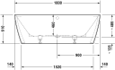 Duravit DuraSquare Badekar med panel 1800x800 mm, Mot én vegg