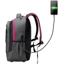 Sportsryggsekk med USB-port Grå/Rosa- 34L