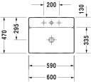 Duravit DuraSquare Toppmontert servant 600x470 mm, u/blanderhull