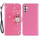 Samsung Galaxy A35 Uggle Rhinestone Lommebok-deksel Varm Rosa