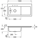 V&B Subway 60 XL Kjøkkenkum 1000x510 mm, m/oppl., ven, Hvit m/C+