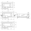 Svedbergs Z1700 Dusjbadekar 1700x700/850 mm, venstre, Hvit