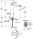 Grohe Wave 1-Greps Servantbatteri Med bunnventil, Høy modell, Krom