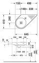 Duravit Architec Diagonal servant 645x410 mm, venstre, 1 bl.h, WonderGliss