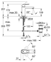 GROHE EUROCUBE SERVANTBATTERI MEDIUM M/OPPLØFTSVENTIL