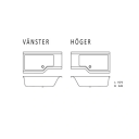 Nordhem Apelviken Dusjbadekar 157,5x84,5 cm, Venstre, Enkel, Hvit