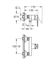 Grohe Start Edge Dusjbatteri Med rosetter, , Krom