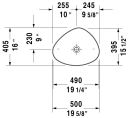 Duravit Cape Cod Toppmontert servant 500x405 mm, u/bl.hull, u/o.l, Hvit m/WG