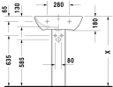 Duravit ME by Starck Vegghengt servant 600x460 mm, 1 bl.hull, m/overløp, Hvit