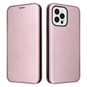 iPhone 14 Pro Max Flip-deksel Karbonfiber Roségull