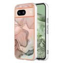 Google Pixel 8a Marble Pattern Electroplated IMD TPU-deksel Rosa