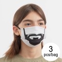 Vaskbar tøymaske - munnbind M (3 pk) - sort og hvit