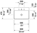 Duravit DuraSquare Møbelservant 600x470 mm, u/bl.hull, u/o.l, Hvit m/WG