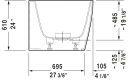 Duravit DuraSquare Badekar med panel 1800x800 mm, Mot én vegg