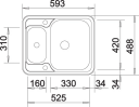 Blanco Lantos 6-IF 593x488 mm, for nedfel/plan-/underliming