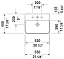 Duravit ME by Starck Vegghengt servant 550x440 mm, 1 bl.hull, m/o.l, Hvit m/WG