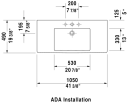 Duravit Vero Møbelservant 1050x490 mm, u/bl.hull, u/o.l, Hvit m/WG