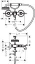 Axor Montreux 2-greps Badekarbatteri CC 170 mm, Børstet Messing