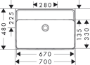 Hansgrohe Xanuia Q Vegghengt Servant 70x48 cm u/bl.hull u/ol Hvit m/SC