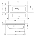 Duravit Happy D.2 Badekar for innbygging 1700x700 mm. Ryggstøtte venstre