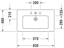 Duravit Me By Starck Møbelservant 830x490 mm, 1 blanderhull, Wondergliss