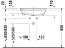 Duravit DuraStyle Servant, delvis nedf. 550x455 mm, 1 bl.hull, m/o.l, Hvit m/WG